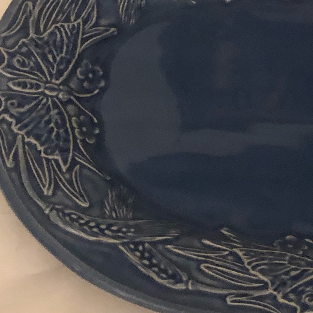 Bordallo Pinheiro Platter Blue Butterflies Vintage BEAUTIFUL BLUE BUTTERFLIES! - Picture 14 of 16